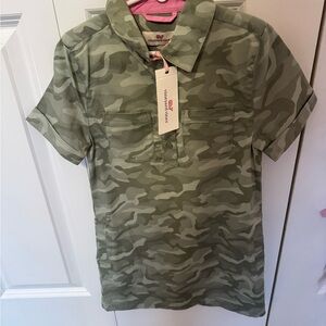 Vineyard Vines Green Casual Dress with Camouflage Pattern